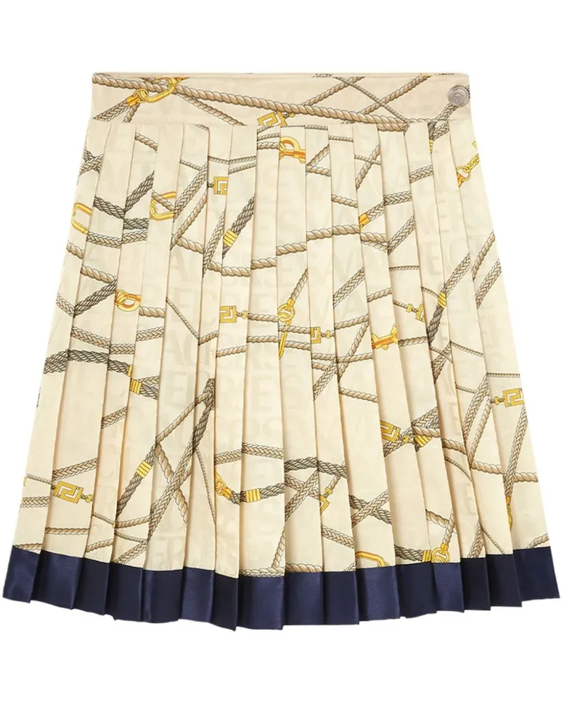 Versace Faltenrock mit Logo-Print - Nude Nude