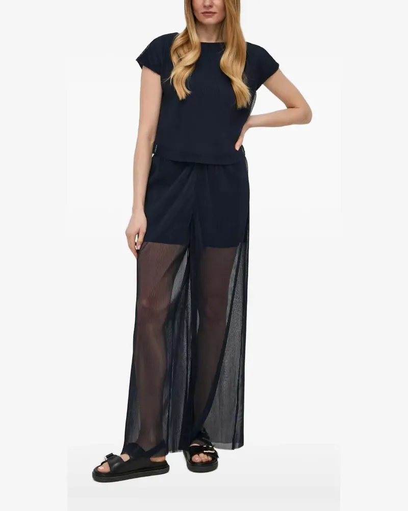Armani Exchange pleated short-sleeved blouse - Blau Blau