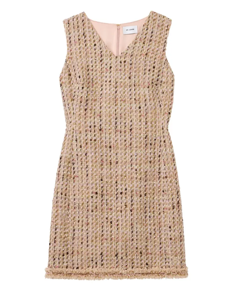 ST. JOHN Tweed-Kleid mit Rüschensaum - Nude Nude