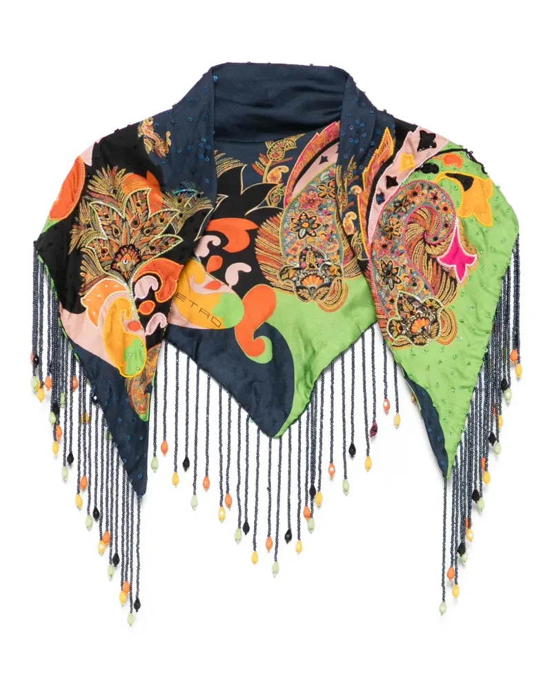 Etro paisley-pattern beaded scarve - Blau Blau
