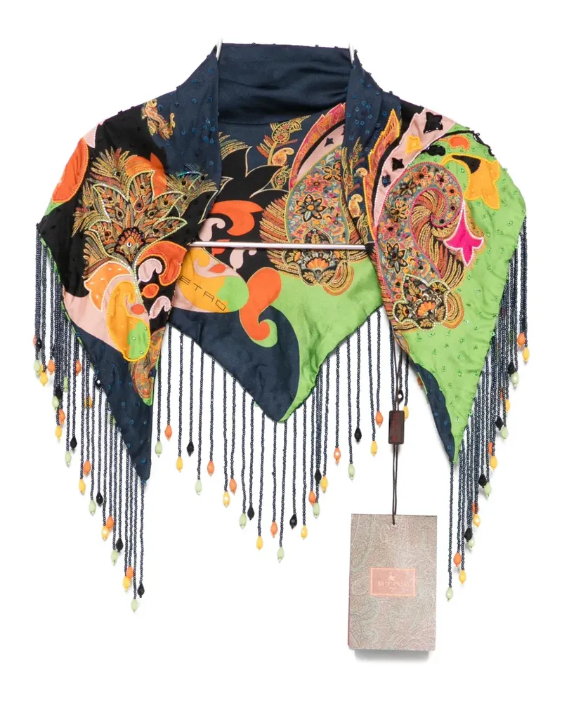Etro paisley-pattern beaded scarve - Blau Blau