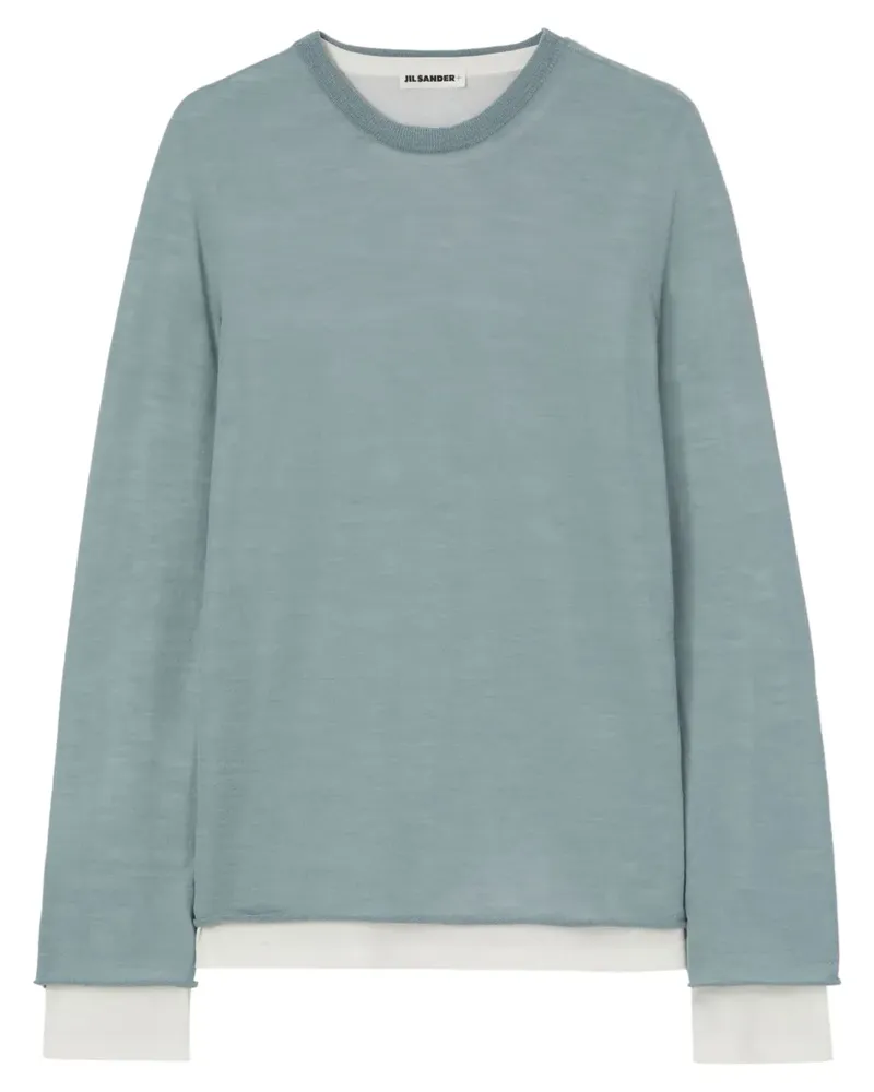 Jil Sander Fein gestrickter Pullover im Layering-Look - Blau Blau