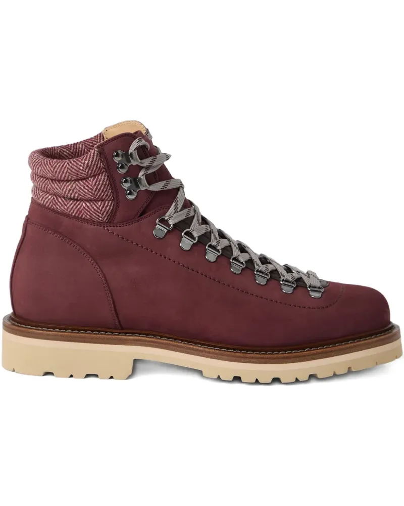 Brunello Cucinelli Wanderstiefel mit Fischgrätendetail - Rot Rot
