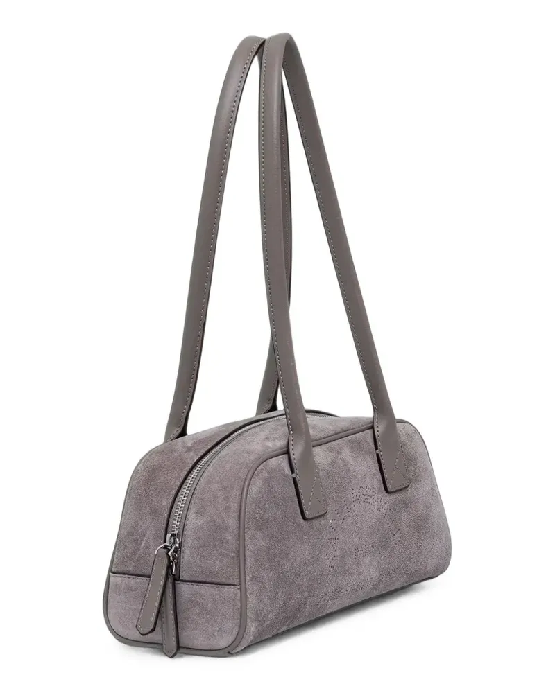Karl Lagerfeld perforated-logo suede shoulder bag - Grau Grau