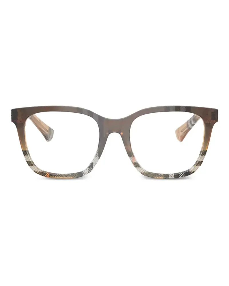 Burberry Eckige Brille mit Check-Muster - Braun Braun