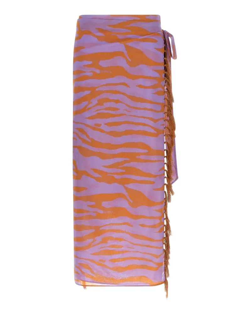 ATTICO Il Primo Bagno animal-print fringed sarong skirt - Violett Violett