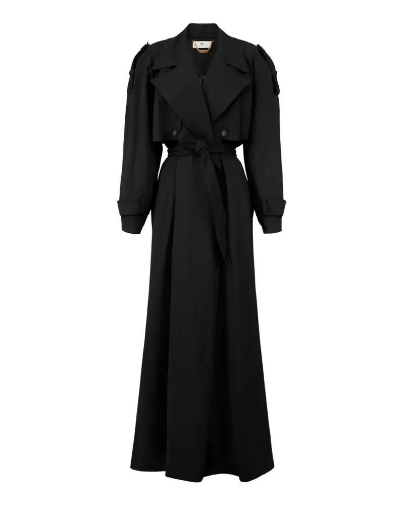 Elisabetta Franchi structured-shoulder belted trench coat - Schwarz Schwarz