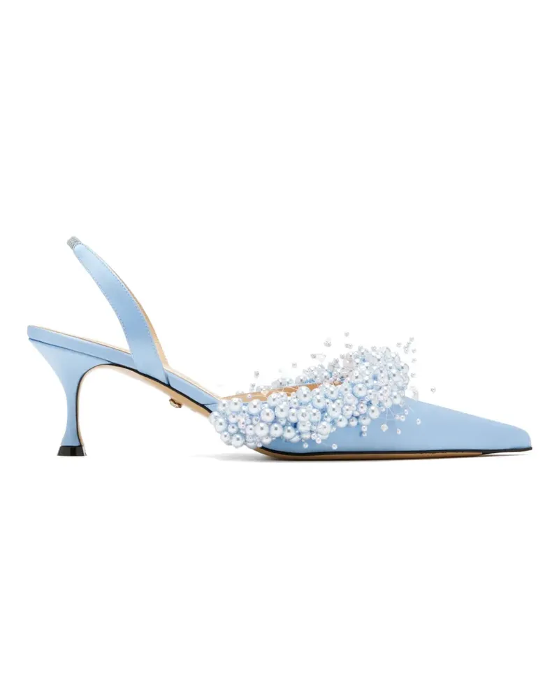 Mach & Mach Slingback-Pumps mit Perlen - Blau Blau