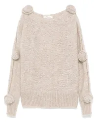 Blumarine Pullover mit Blumenapplikation Nude