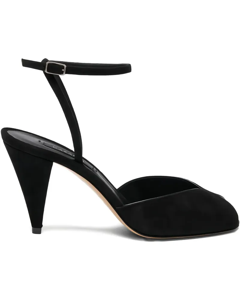 Casadei Peeptoe-Pumps mit Knöchelriemen 75mm - Schwarz Schwarz
