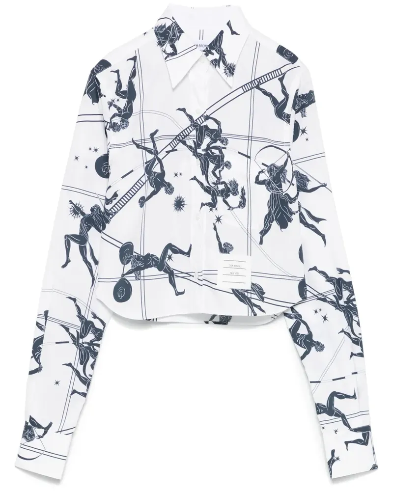 Thom Browne Cropped-Hemd mit spitzem Kragen - Weiß Weiß