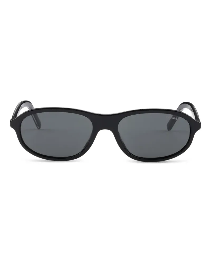 Prada Sonnenbrille mit ikonischem Metall-Schild - Schwarz Schwarz