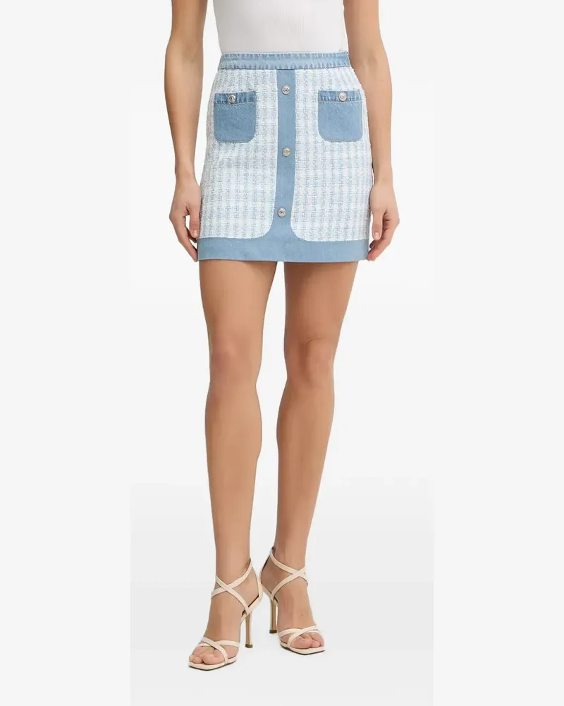 Morgan tweed-effect denim-trim mini skirt - Blau Blau