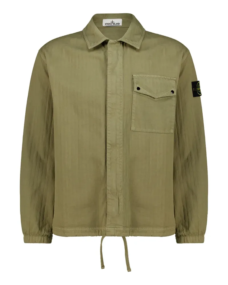 Stone Island 1200014 cotton herringbone overshirt - Grün Grün
