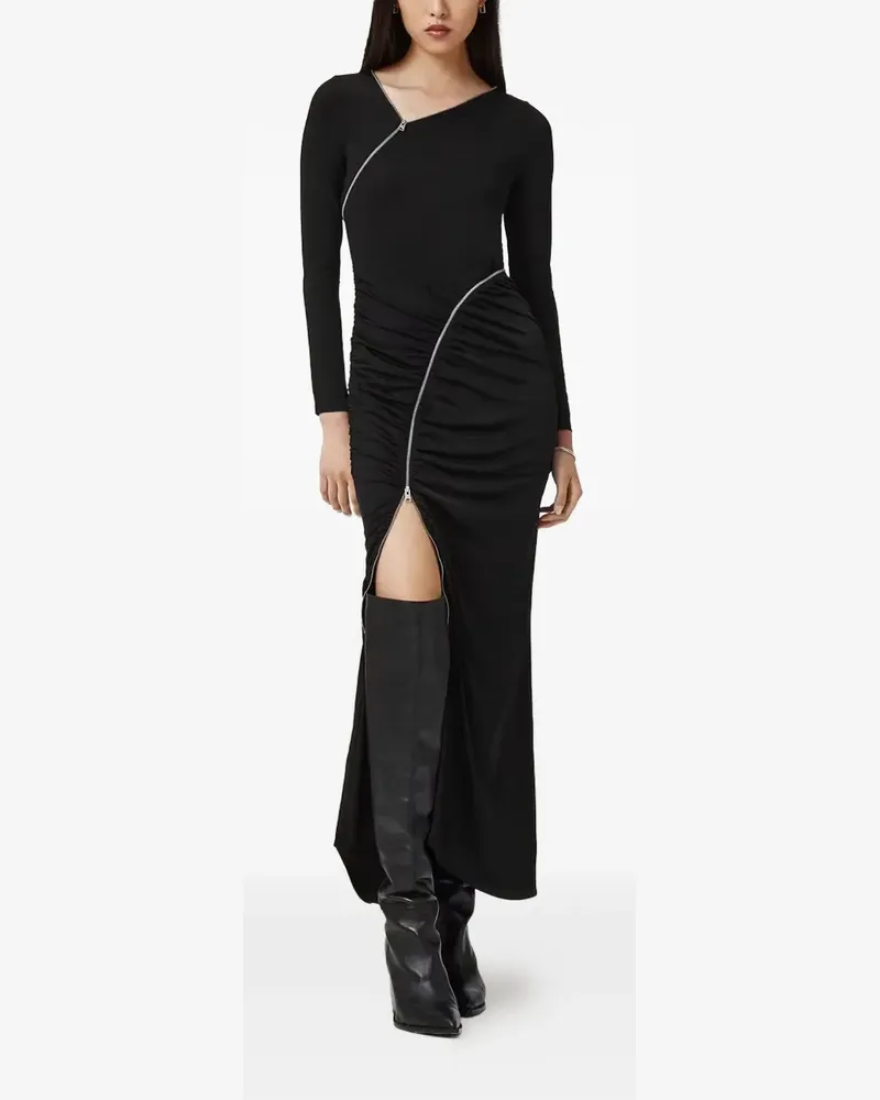 AllSaints Elsie zip-detail midi dress - Schwarz Schwarz