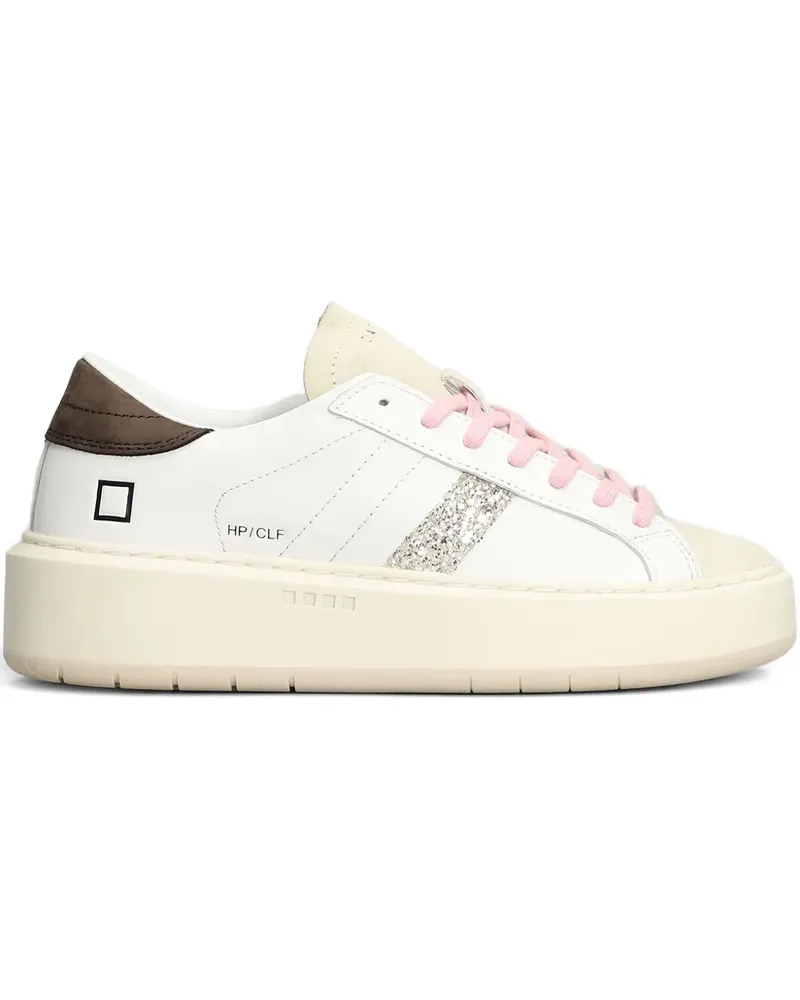 D.A.T.E. Hill Plateau-Sneakers mit Glitterstreifen - Weiß Weiß