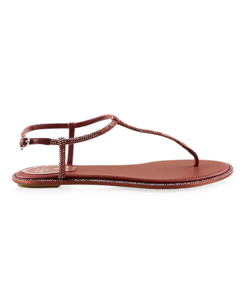René Caovilla Diana crystal-embellished flat sandals - Rot Rot