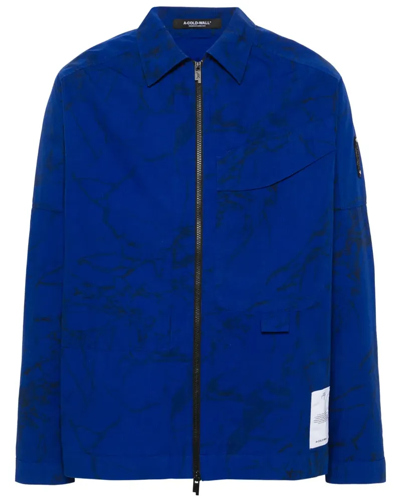 ACW* Ripstop-Hemdjacke mit Logo-Stickerei - Blau Blau