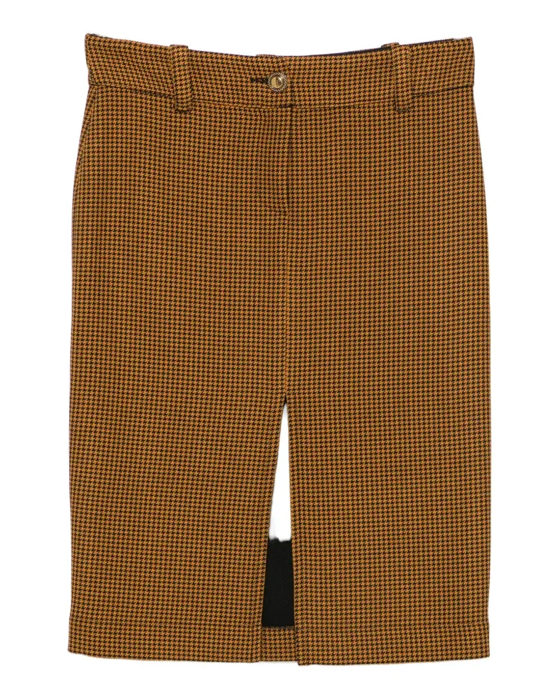 Kristina Ti houndstooth-pattern slit-detail midi skirt - Braun Braun