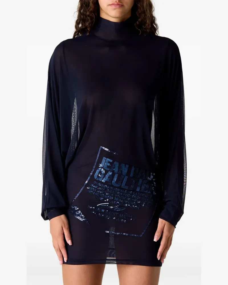 Jean Paul Gaultier mesh bat-sleeve dress - Blau Blau