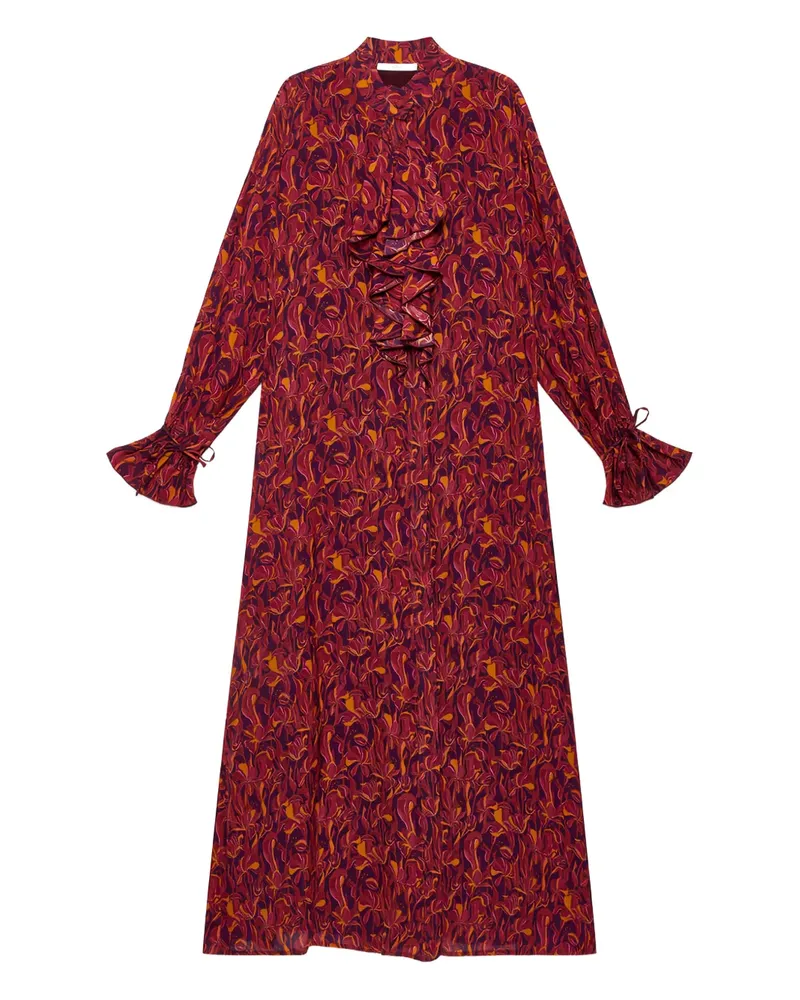 Maliparmi Gerüschtes Lily's Kleid mit Blumenmuster - Rot Rot