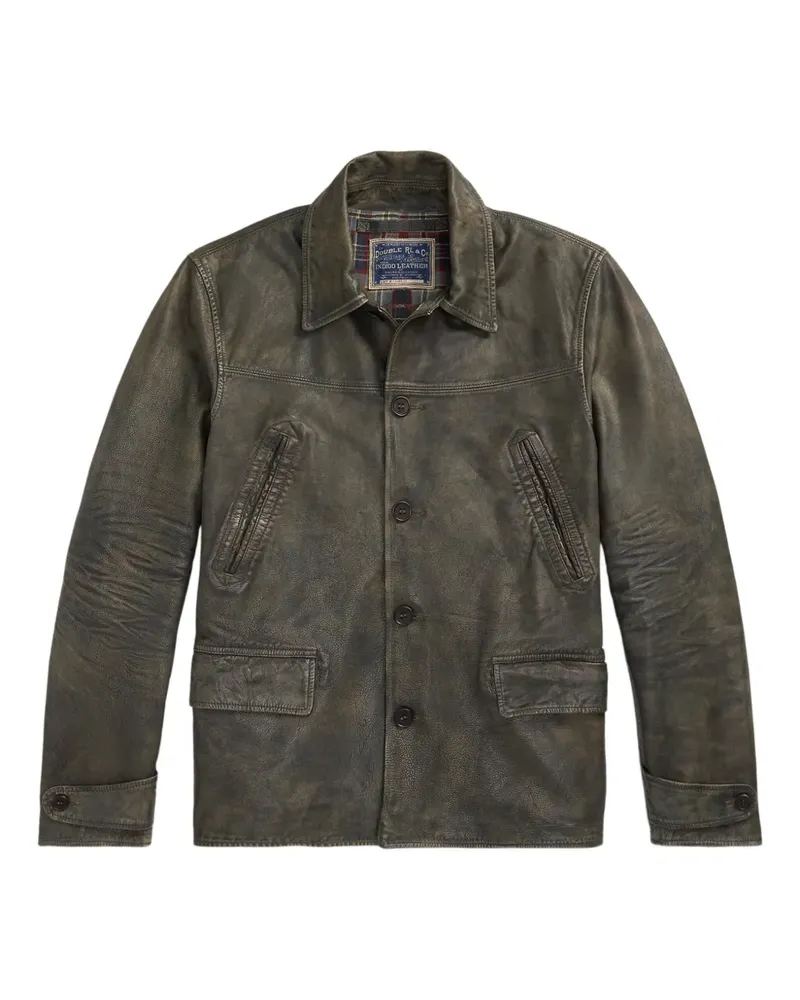 Ralph Lauren Lederjacke im Distressed-Look - Grau Grau