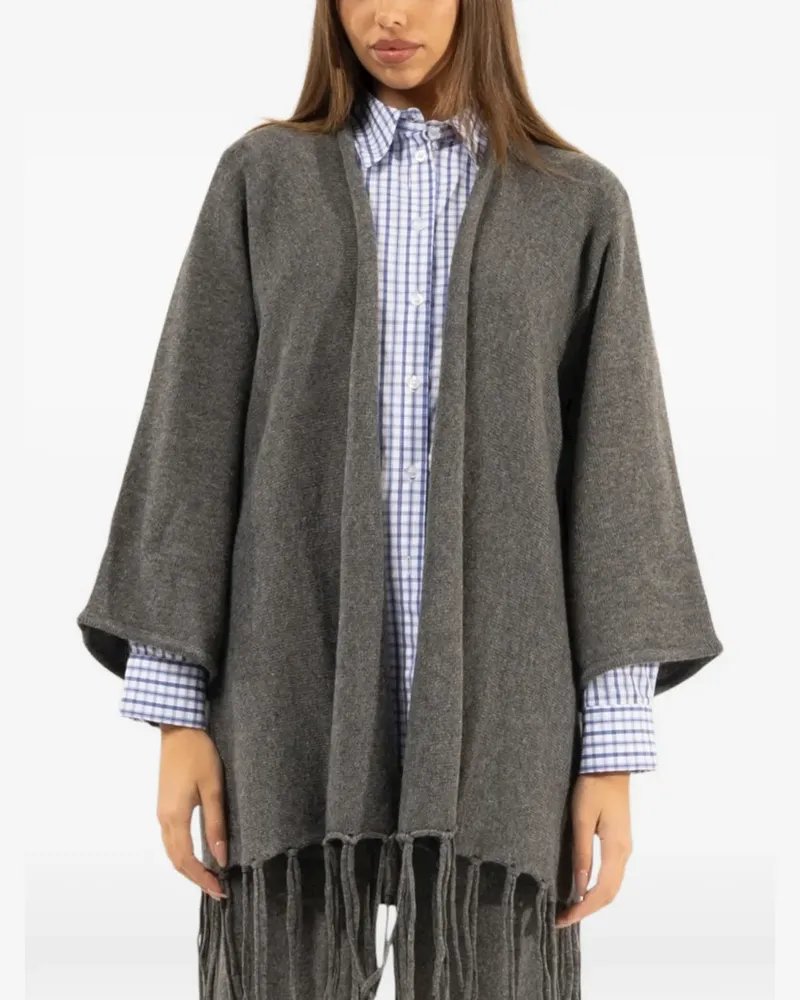 KONTATTO fringed-hem cardigan - Grau Grau