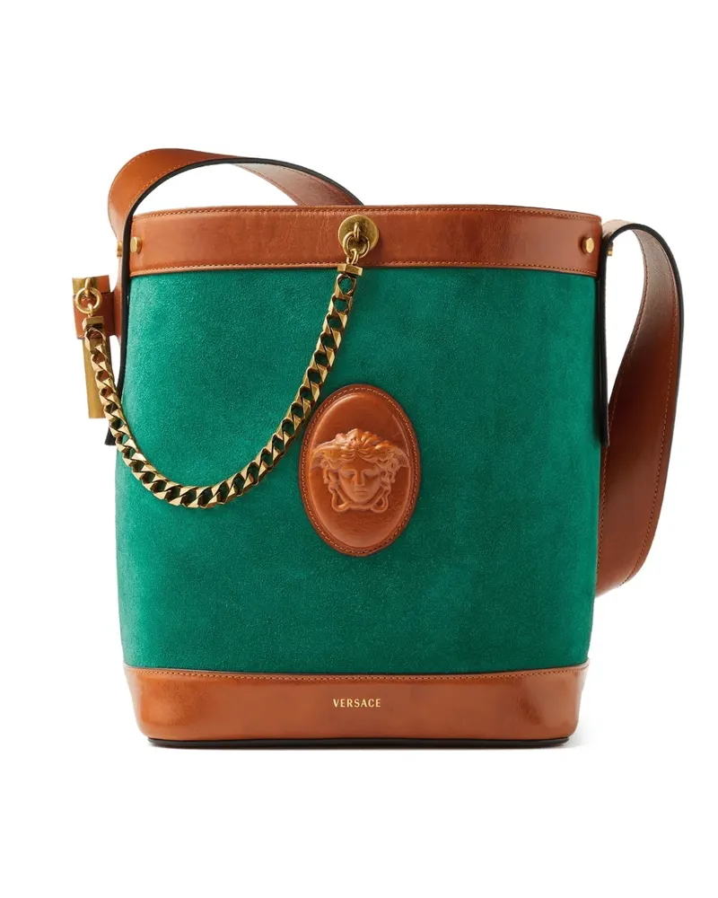 Versace Kleine Pivot Beuteltasche aus Wildleder - Grün Grün