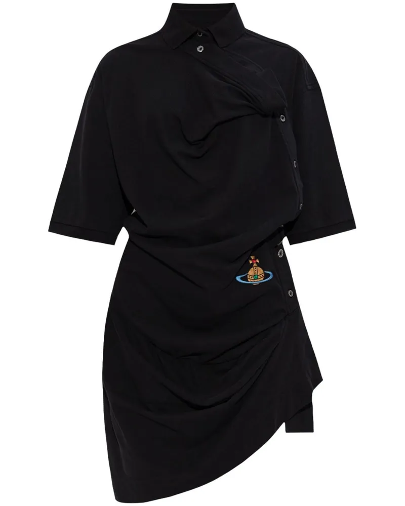 Vivienne Westwood Orb-embroidered asymmetric cotton dress Schwarz