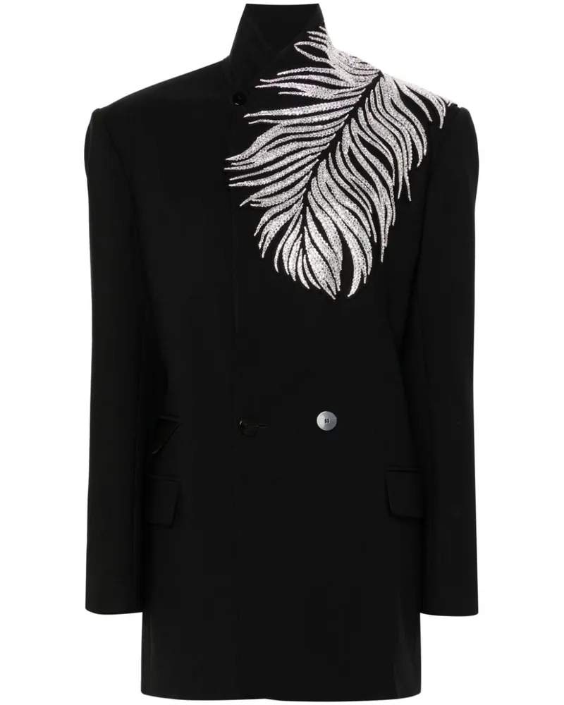 David Koma Blazer mit Kristallfedern Schwarz