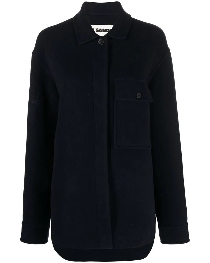 Jil Sander Jacke mit geflocktem Monogramm - Blau Blau