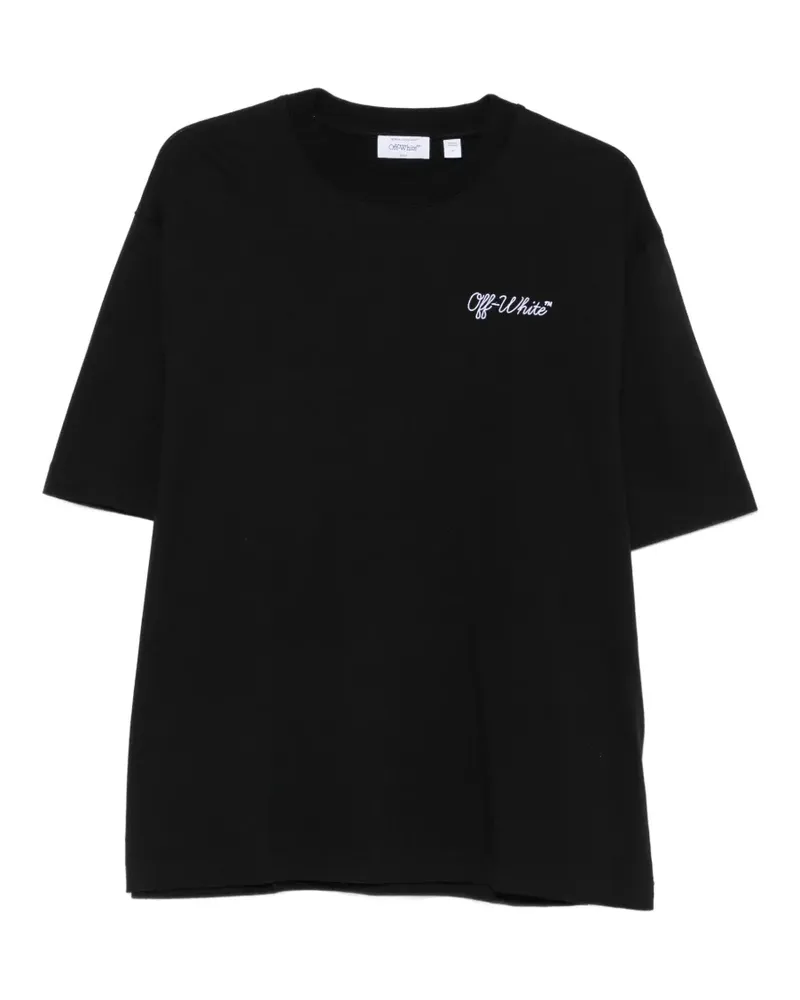 OFF-WHITE T-Shirt mit Logo-Stickerei - Schwarz Schwarz