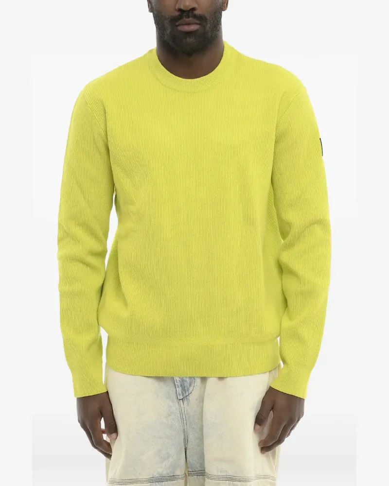 Diesel ribbed-knit logo-patch sweater - Gelb Gelb