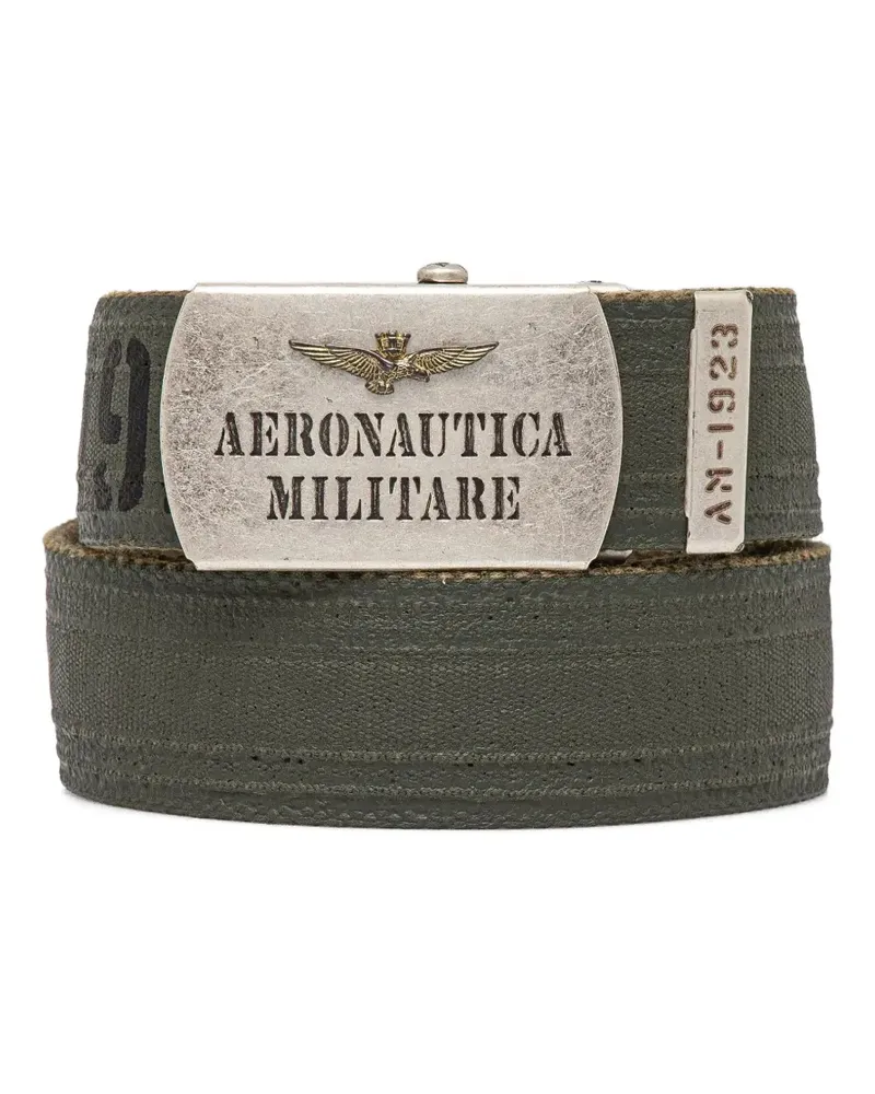 Aeronautica Militare Gürtel mit Logo-Schild - Grün Grün