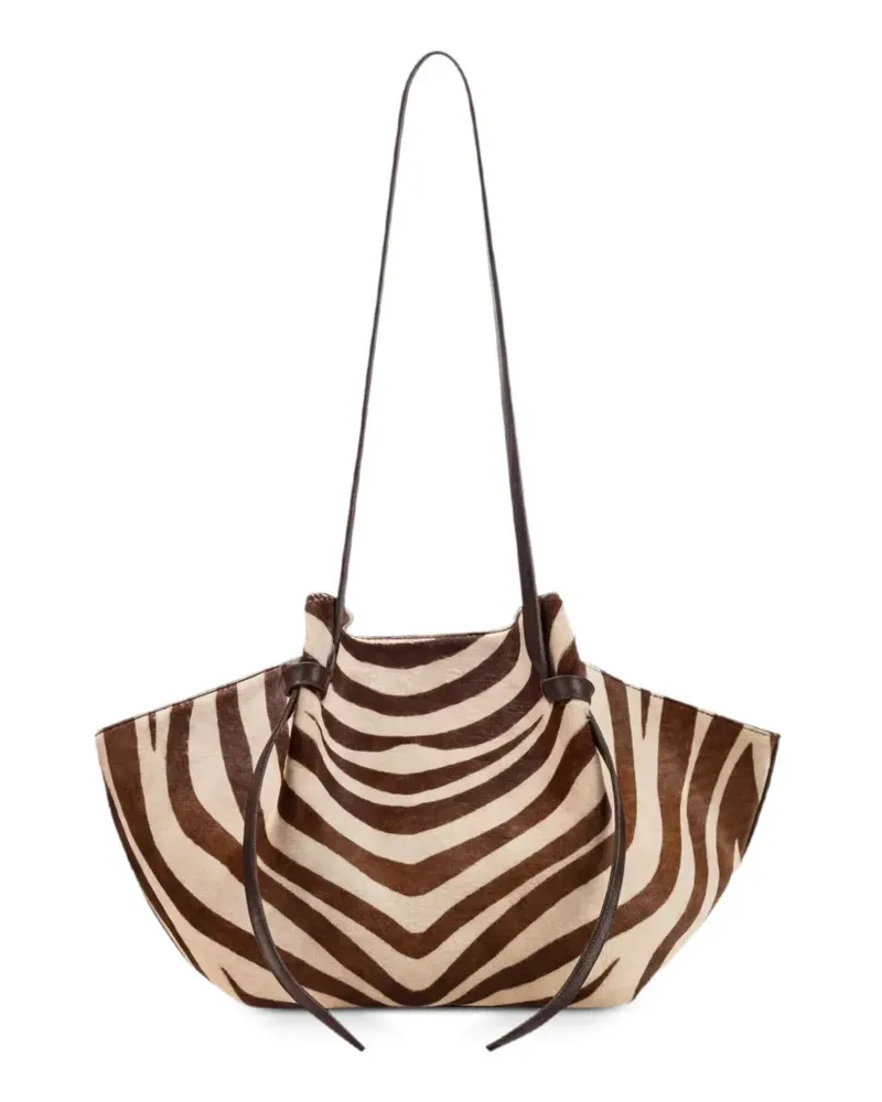 YUZEFI Mochi Schultertasche mit Zebra-Print - Nude Nude