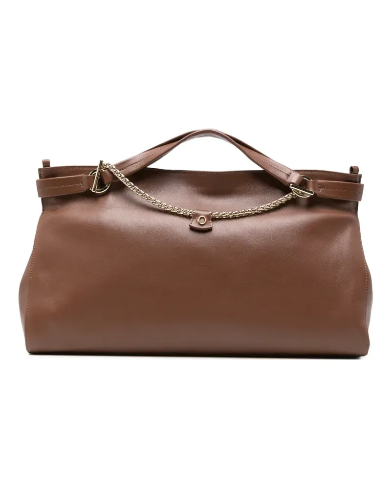 Orciani Handtasche mit Zierkette - Braun Braun