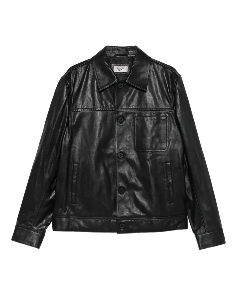 PENCE Lederjacke mit Knopfverschluss - Schwarz Schwarz