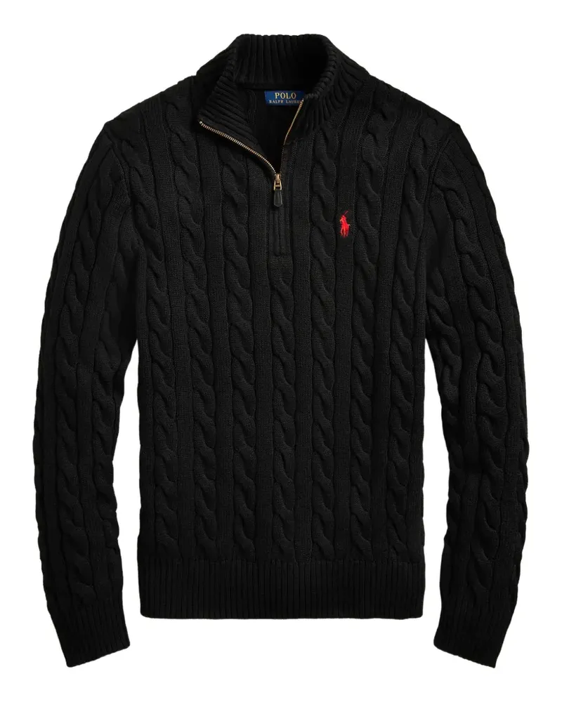 Ralph Lauren logo-embroidered half-zip sweater - Schwarz Schwarz