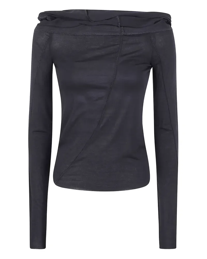 THOM KROM Schulterfreies T-Shirt mit Drapierung - Schwarz Schwarz