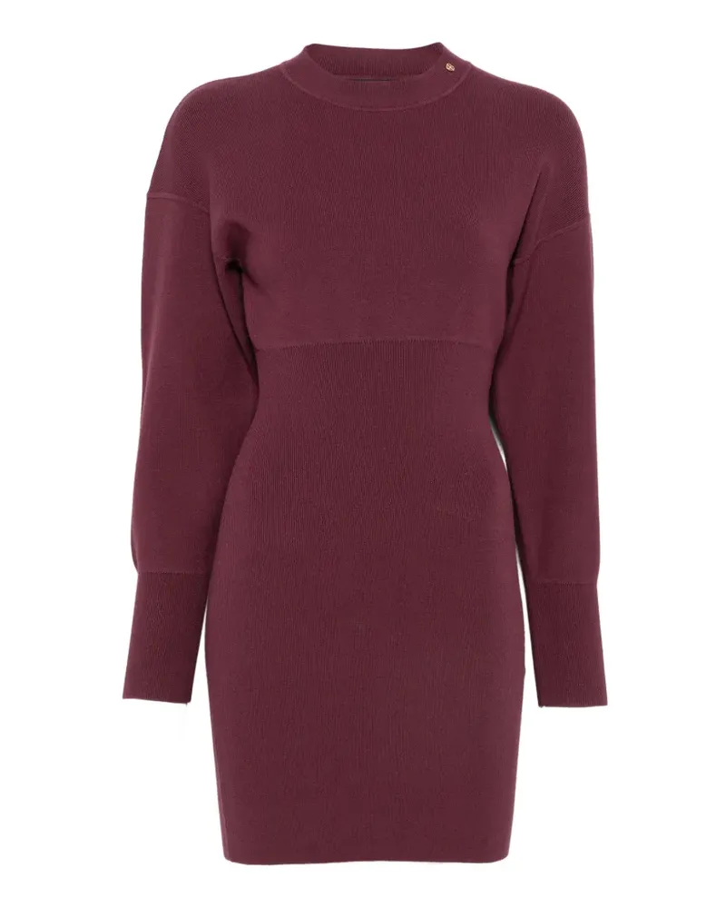 Anine Bing Imane ribbed-knit long-sleeve mini dress - Rot Rot