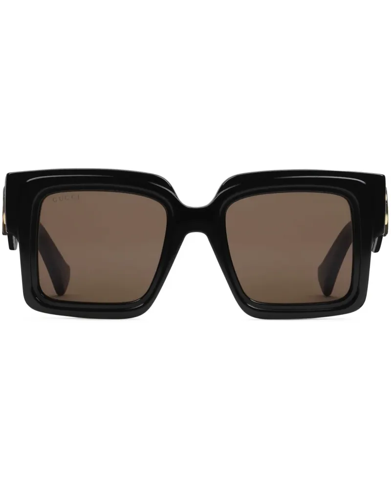 Gucci Sonnenbrille mit Oversized-Gestell - Schwarz Schwarz