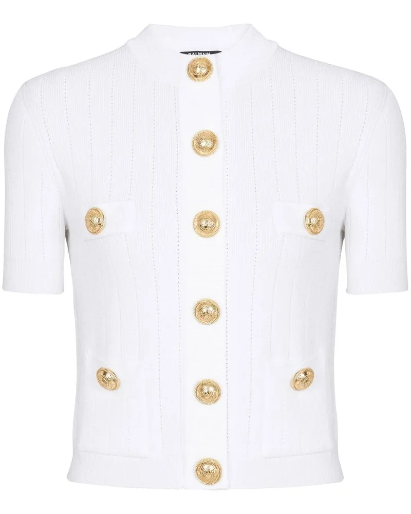 Balmain Cardigan aus Pointelle-Strick - Weiß Weiß