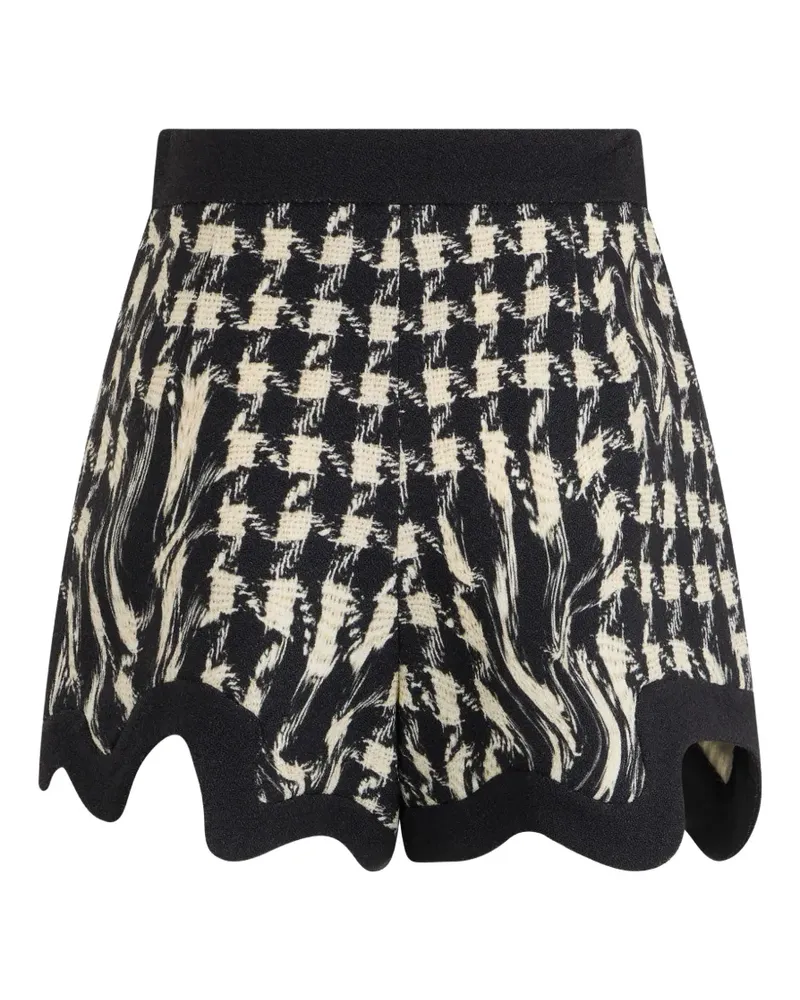 Moschino houndstooth-pattern wavy-hem shorts - Schwarz Schwarz