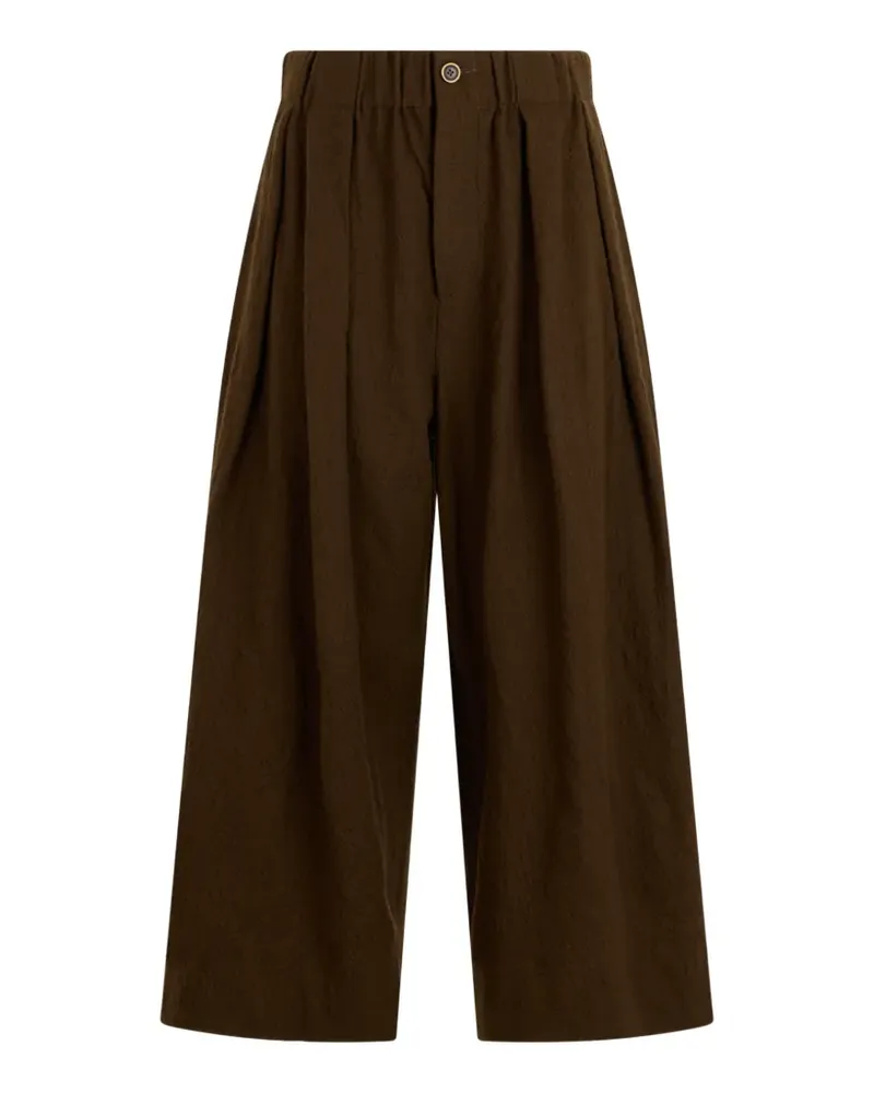 Uma Wang Bundfaltenhose mit ausgefransten Kanten - Braun Braun