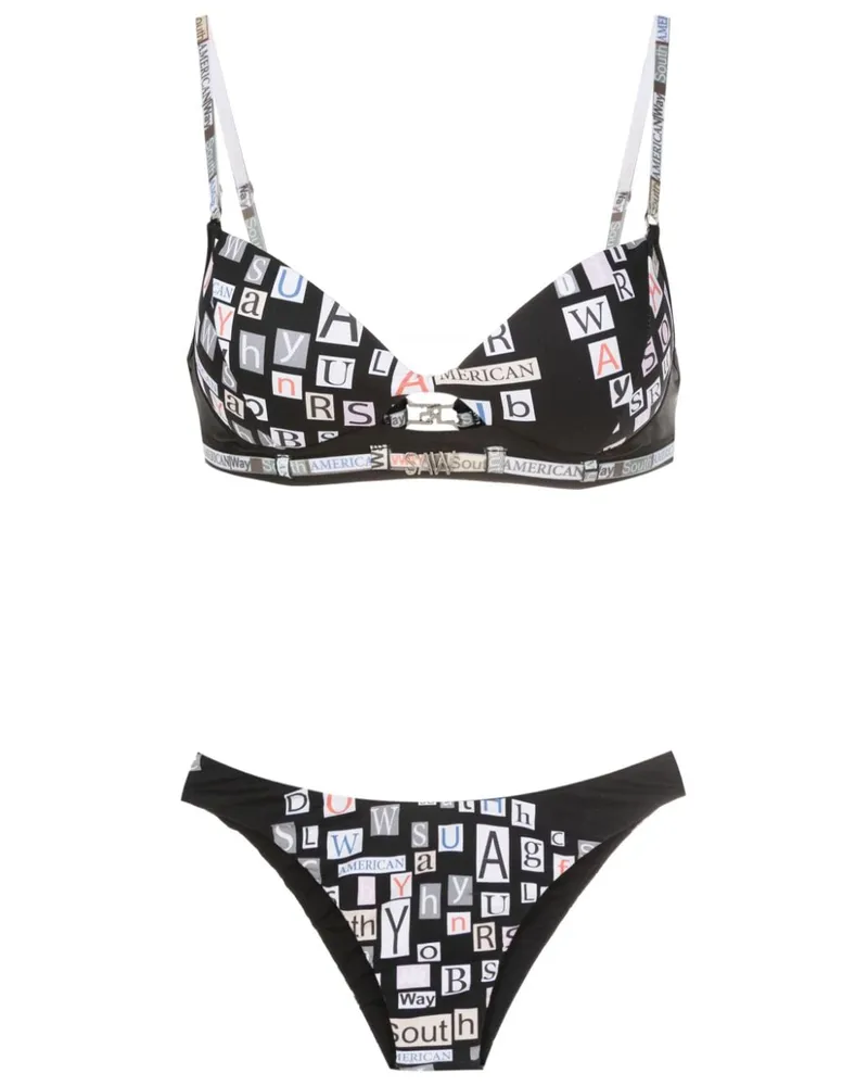 Amir Slama Bikini mit Polka Dots - Schwarz Schwarz