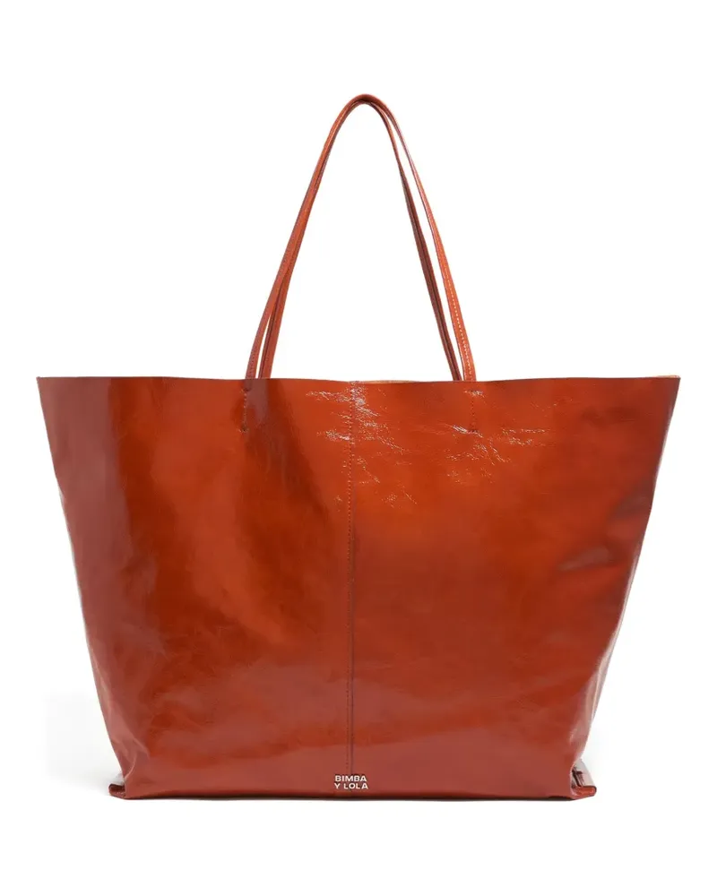 BIMBA Y LOLA Maxi Tote Bag aus Leder - Orange Orange