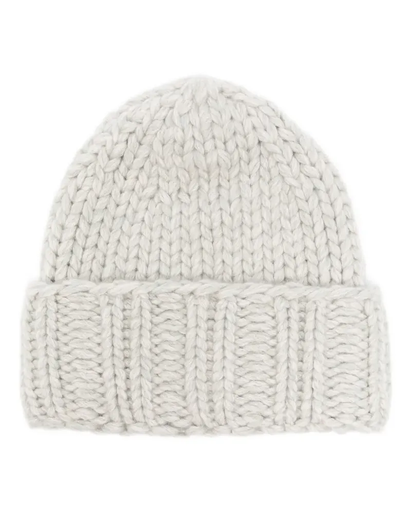 Warm-ME Gerippte Beanie aus Kaschmir - Grau Grau