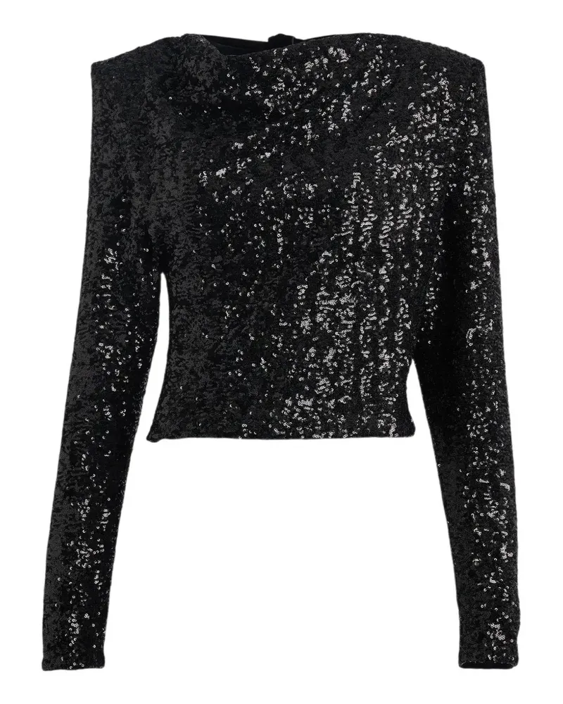 Balmain Paillettenoberteil mit Schleife - Schwarz Schwarz
