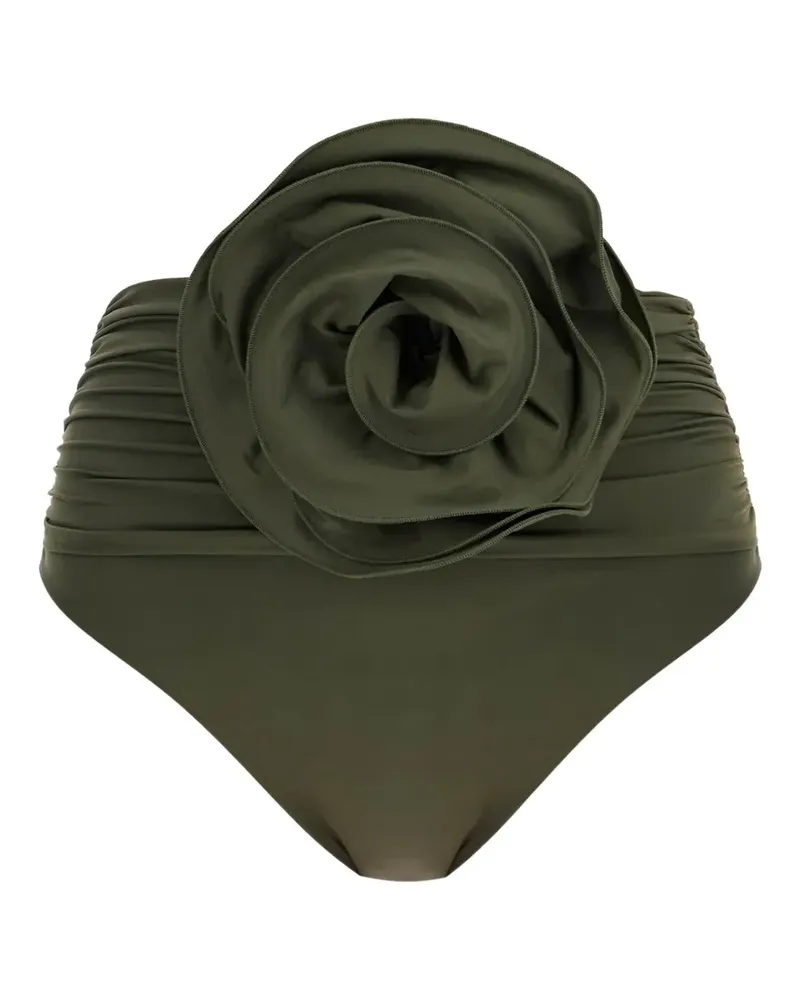 Magda Butrym High-Waist-Bikinihöschen mit Blumenapplikation - Grün Grün