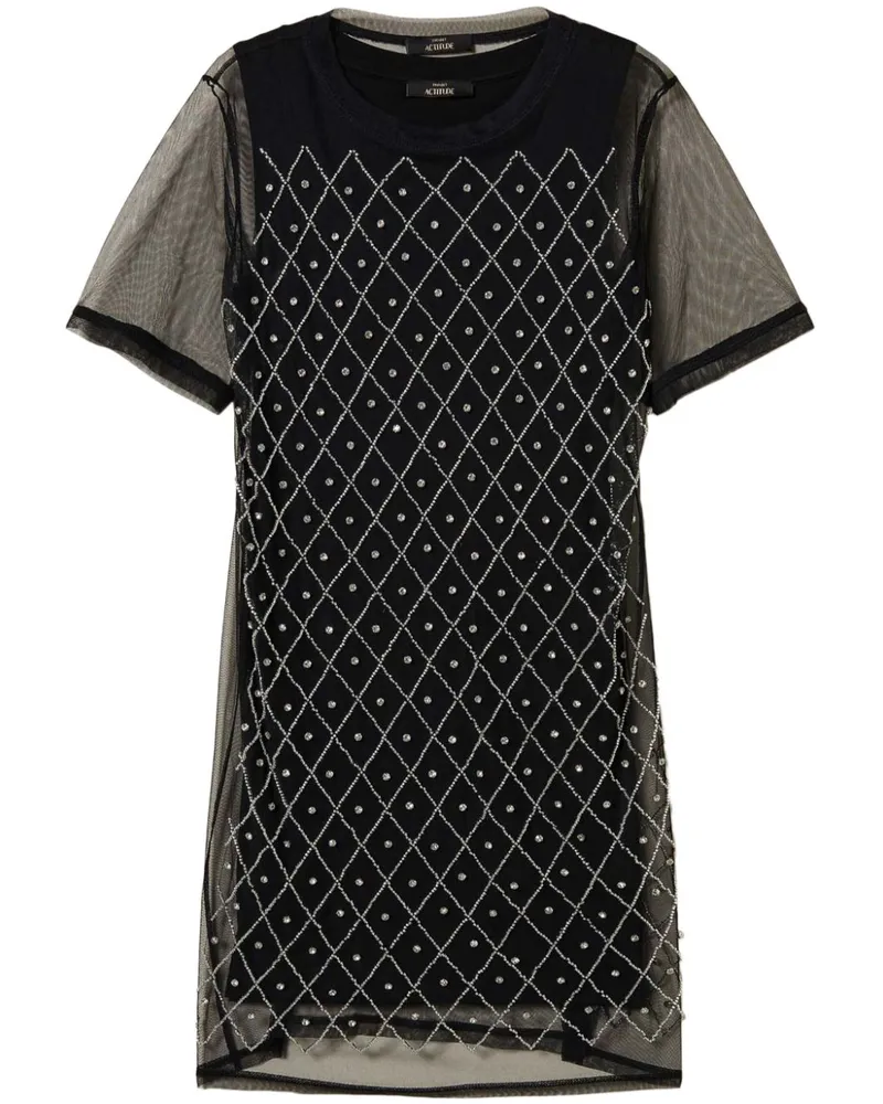 Twin-Set Besticktes Tüll-Minikleid - Schwarz Schwarz